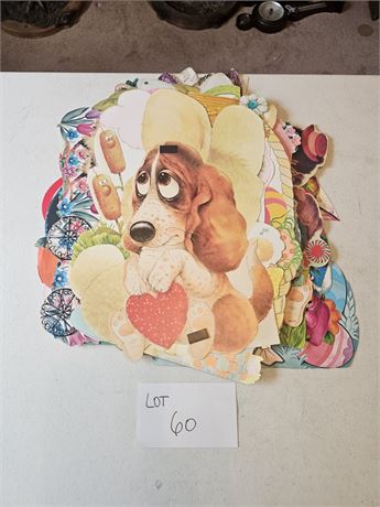 Vintage Mixed Die Cut Easter & Valentines Wall Hangings- Eureka, USA, Dennison,