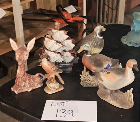Mixed Figurine Lot- Pheasant, Deer, Duck & More