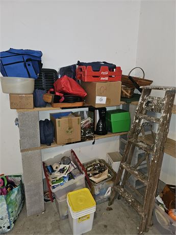 Garage Corner Cleanout- Storage, Kitchen, Garden, 5ft Ladder, Insulated Coolers