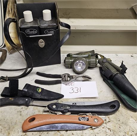 Mixed Hunting Lot- Outdoor Edge Fixed Blade Knife, Hunting Lamp/Light