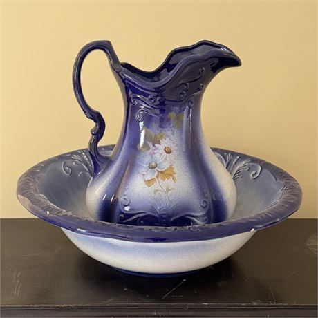 Original 1890 English Ironstone Basin and Pitcher
