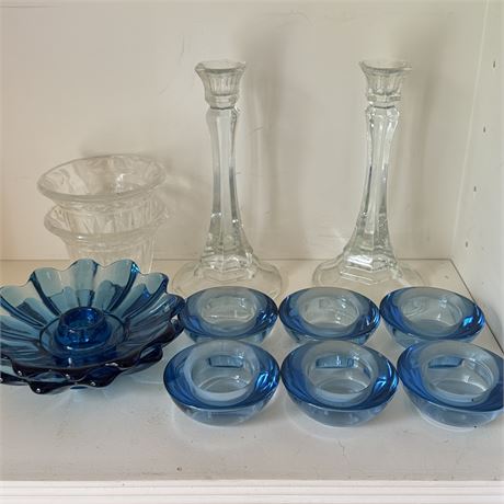 Glass Candlestick and Votive Holders