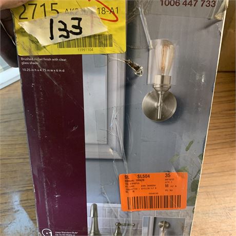 Satin Nickel Vanity Lighting Sconce In Original Box