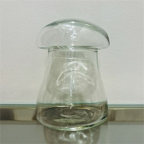 Wonderful Mid Century Modern Glass Mushroom Jar - 6"T