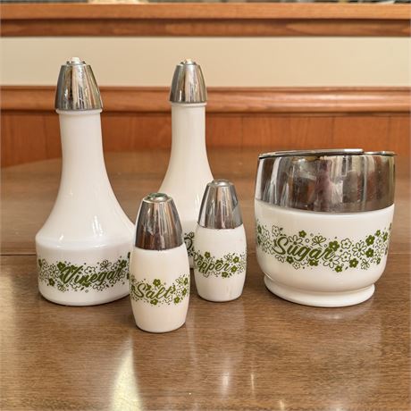 Vintage Gemco Spring Blossom Condiment Set