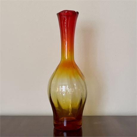 Mid-Century Amberina Blown Glass Art Vase