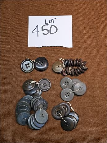 Vintage Mixed Button Lot - Gray Tones