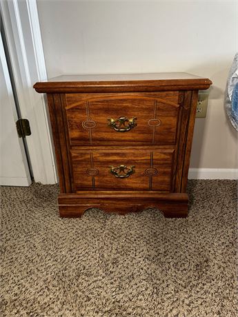 Wood Night Stand With Two Drawers