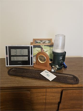 Misc Mixed Lot- Elements Metal Tray, Northwest Emergency Lamp, Atomic Clock & Mo