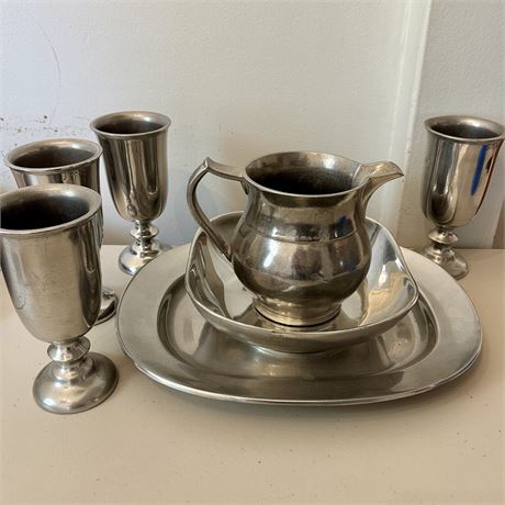 Vintage WILTON Pewter Goblets and Tableware - BOX Lot!