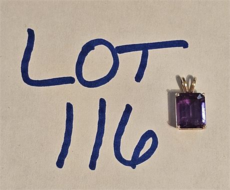 14K Gold Amethyst Pendant 0.9 dwt (incl. stone)