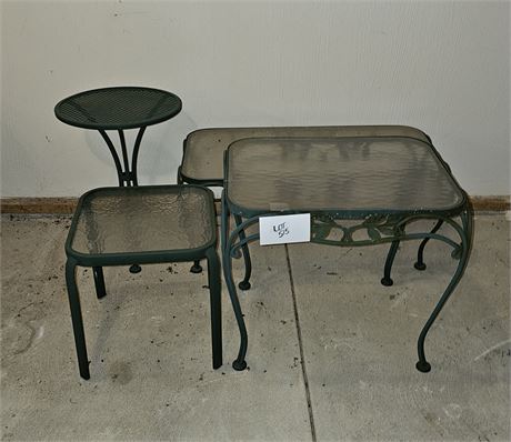 Mixed Metal & Glass Top Patio Tables