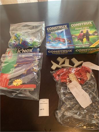 Construx, Knex Paperwork, Vintage Blocks, Power Rings Toy Lot