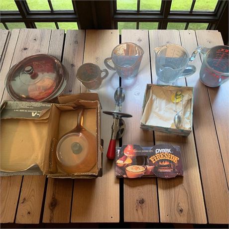 Pyrex Visions Amber Cookware, Measuring Cups, Hand-Crank Egg Beater & More