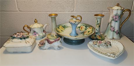 Assorted Flowered Glassware