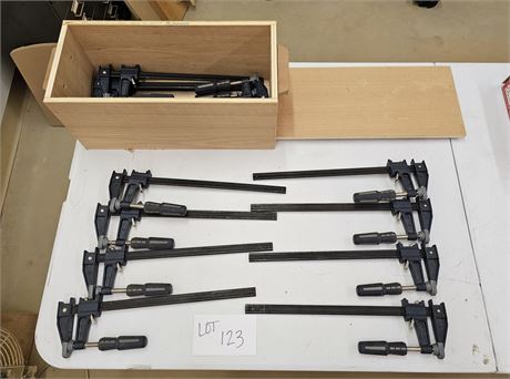 Box Full of Metal Mini-Bar Clamps