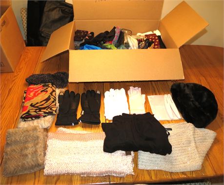 Mixed Lot: Clothing, Scarves, Gloves, Etc