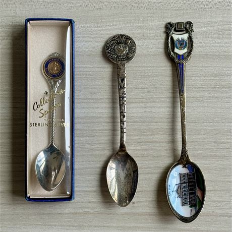 Sterling Silver 925 Souvenir Collector Spoons, Lot of 3 - APPROX. 41.2 grams