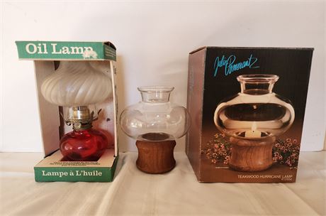 Teakwood Hurricane lamp, Oil Lamp