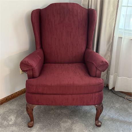 Clayton Marcus Burgundy Upholstered Wingback Chair