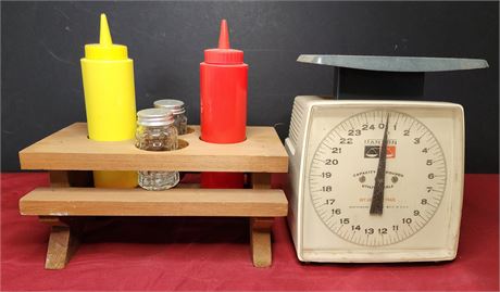 Picnic Condiment table, vintage scale