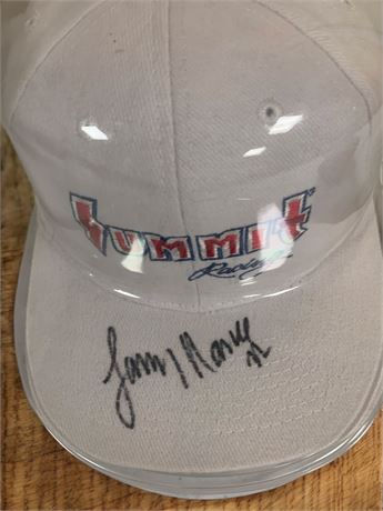 Summit Racing Pro Shop White Ball Cap Signed by Larry Nance Cleveland Cavs #22