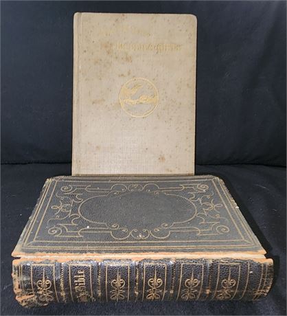 Antique Books: 1863 Bible, 1883 Pastor's Wedding Gift