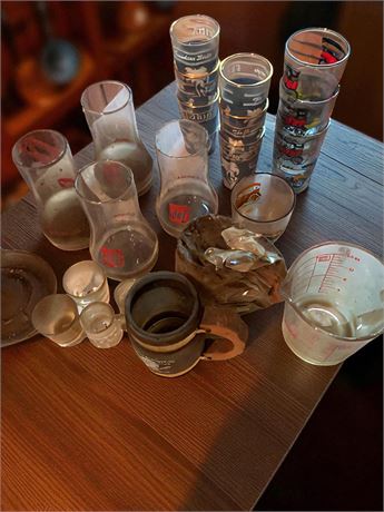 1906 Cadillac Collectible Glasses, Florida Souvenir Glasses, 7up Glasses & More