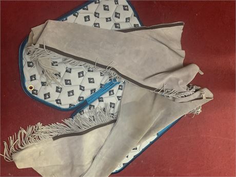 Pair Of Suede Fringed Chaps With Storage Bag