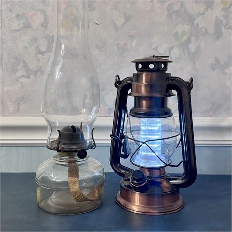 Oil Lamp and Battery Operated Lantern