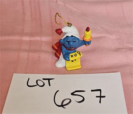 Original Vintage Peyo PVC Smurf Christmas Ornament -1981