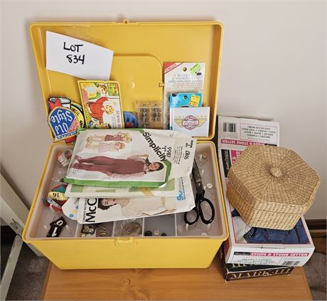 Mixed Sewing Lot - Stud & Stone Setter, Patterns, Patches & More