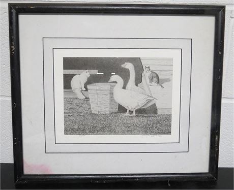 Cats & Ducks Print By Joseph Cousins