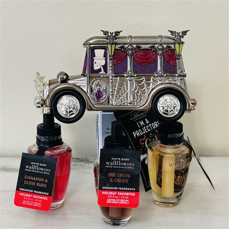 New Bath & Body Works Spooky Hearse Halloween Projector Wallflower + Refills