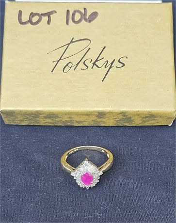 14K Ladies Ruby & Diamond Ring Sz 10 3.0 dwt