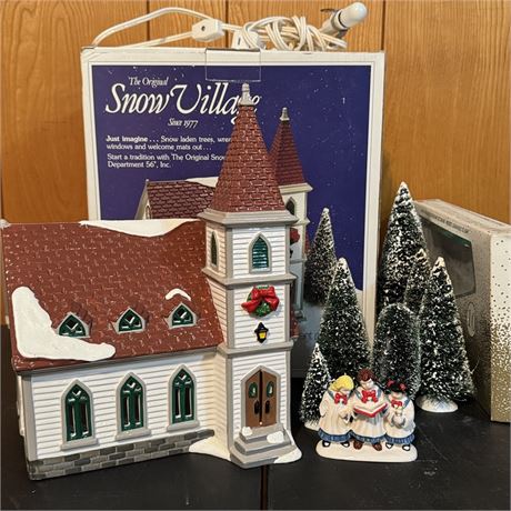 Dept. 56 Snow Village "Shady Oak Church Set" 1994