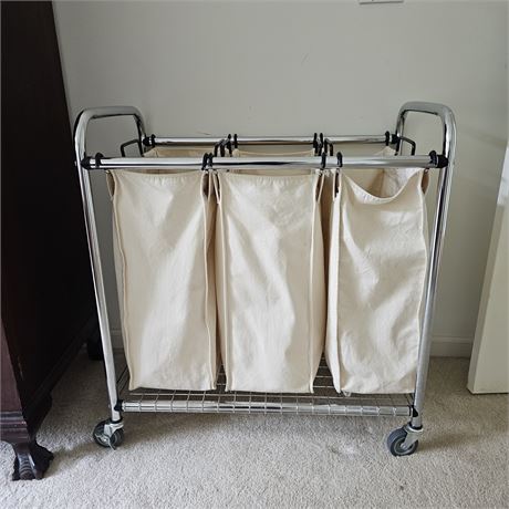 Heavy Duty 3-Compartment Rolling Laundry Sorter