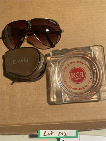 Ferrari Fold Up Sun Glasses and RCA Ashtray