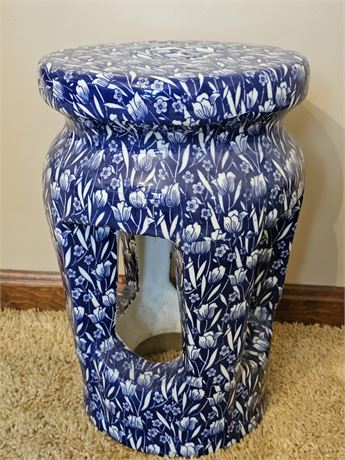 Vintage Blue & White Chinese Porcelain Garden Stool