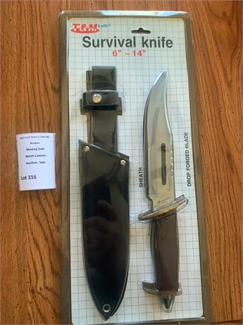 T&M Survival Knife W/Sheath Sealed In Original Packaging
