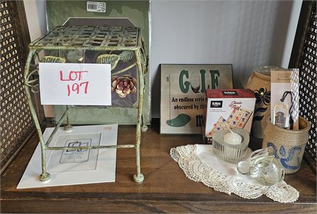 Mixed Home Decor-Paper Weight, Metal Plant Stand, Pottery & More