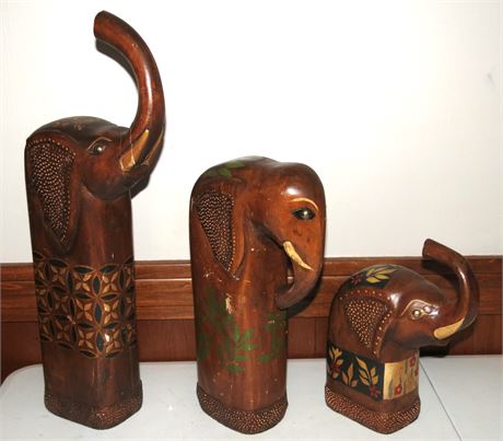 Hand Carved Wood Elephants