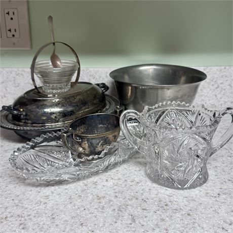 Cut Glass & Metalware Serving Dishes