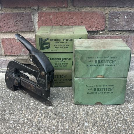 Vintage Bostitch F4 Stapler and Several Boxes of Staples!