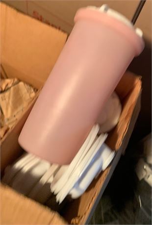 Vintage Sally Smart Plastic Lock-Lid Decanters Pink & Yellow - 1 Dozen (Approx)