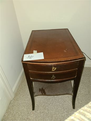 Vintage Leather Top Side Table