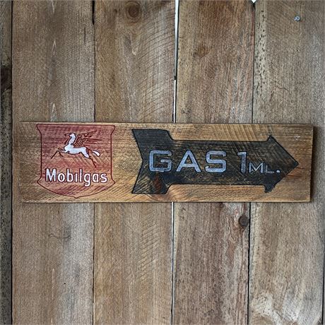 CNC Engraved Rustic Mobil Gas Sign