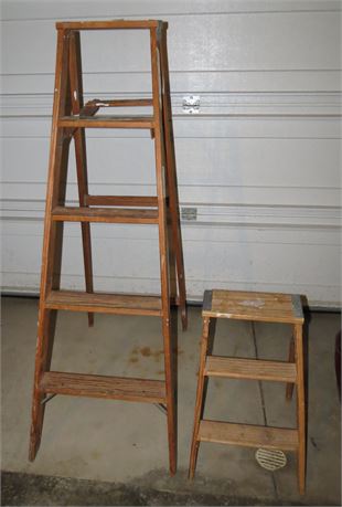 2 Wooden Step Ladders