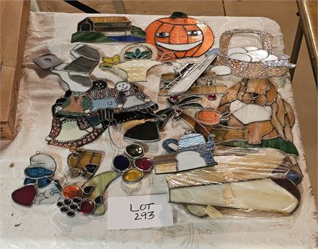 Large Lot Of Mixed Stained Glass Sun Catchers