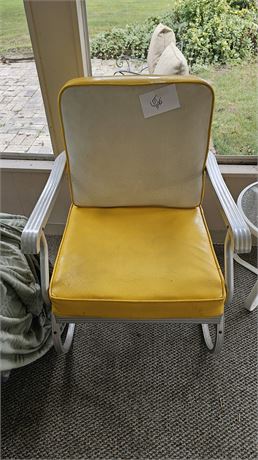 MCM Yellow / White Vinyl Patio Chair